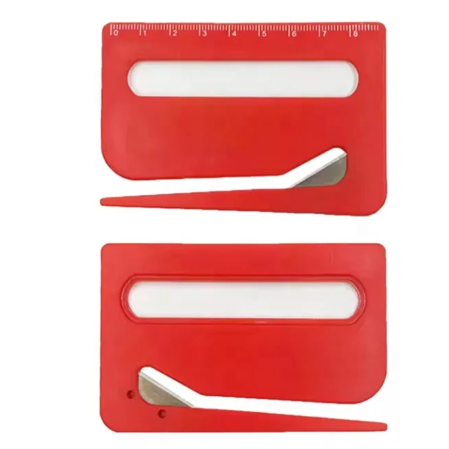 Custom logo plastic envelope slitter razor blade paper knife letter opener with magnifying glass ruler
