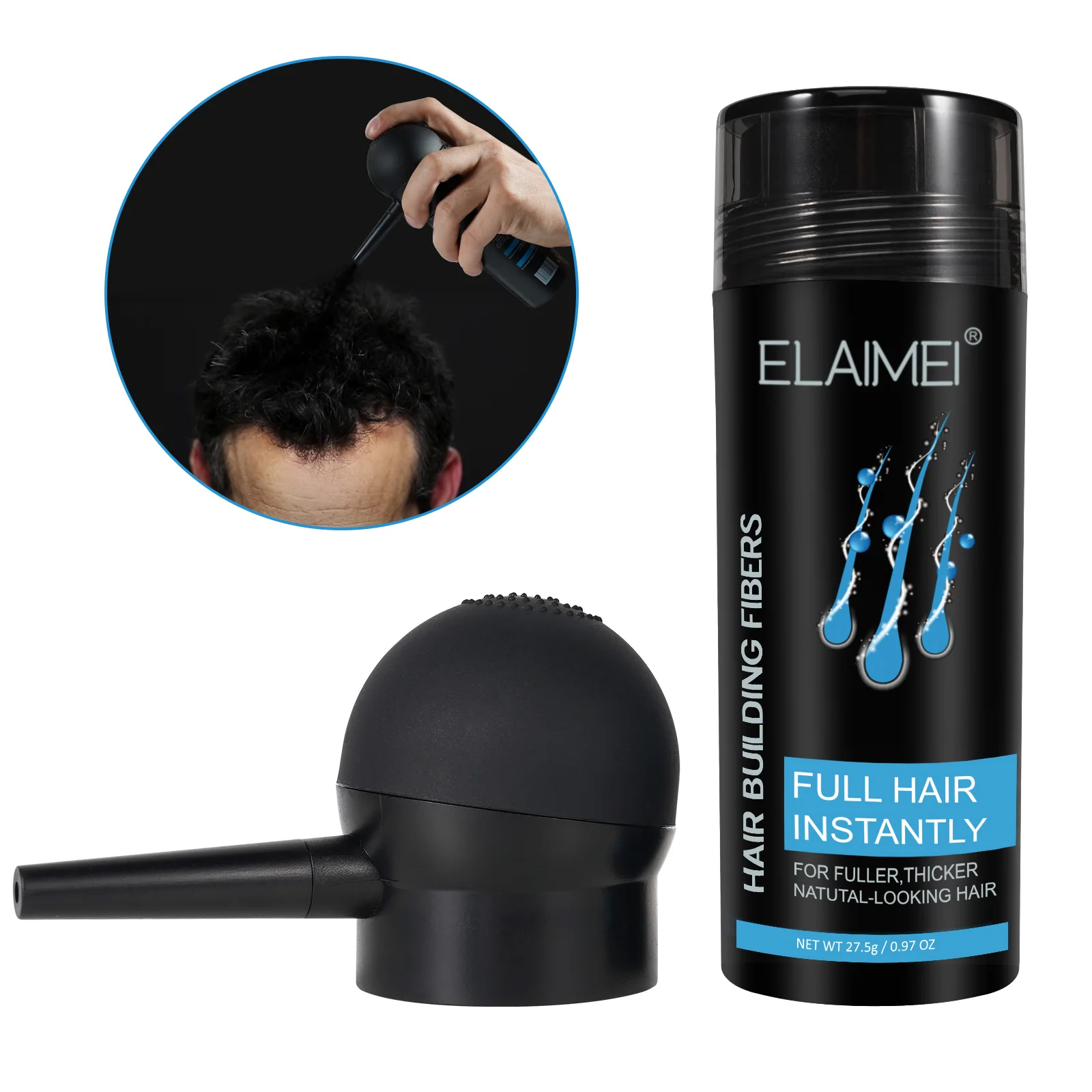 Wholesale Hair Loss Treatment Hair Fiber Building Spray Applicator Set Black