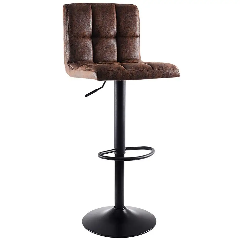 Cowboy fabric adjustable height swivel bar chair stools with black metal base