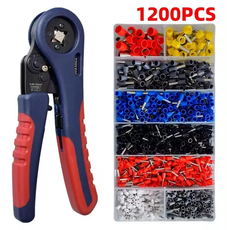 FST-6S 1200pcs tube type terminal with crimping pliers set European style 0.08-6mm2  crimping tool with Terminal Kit Set