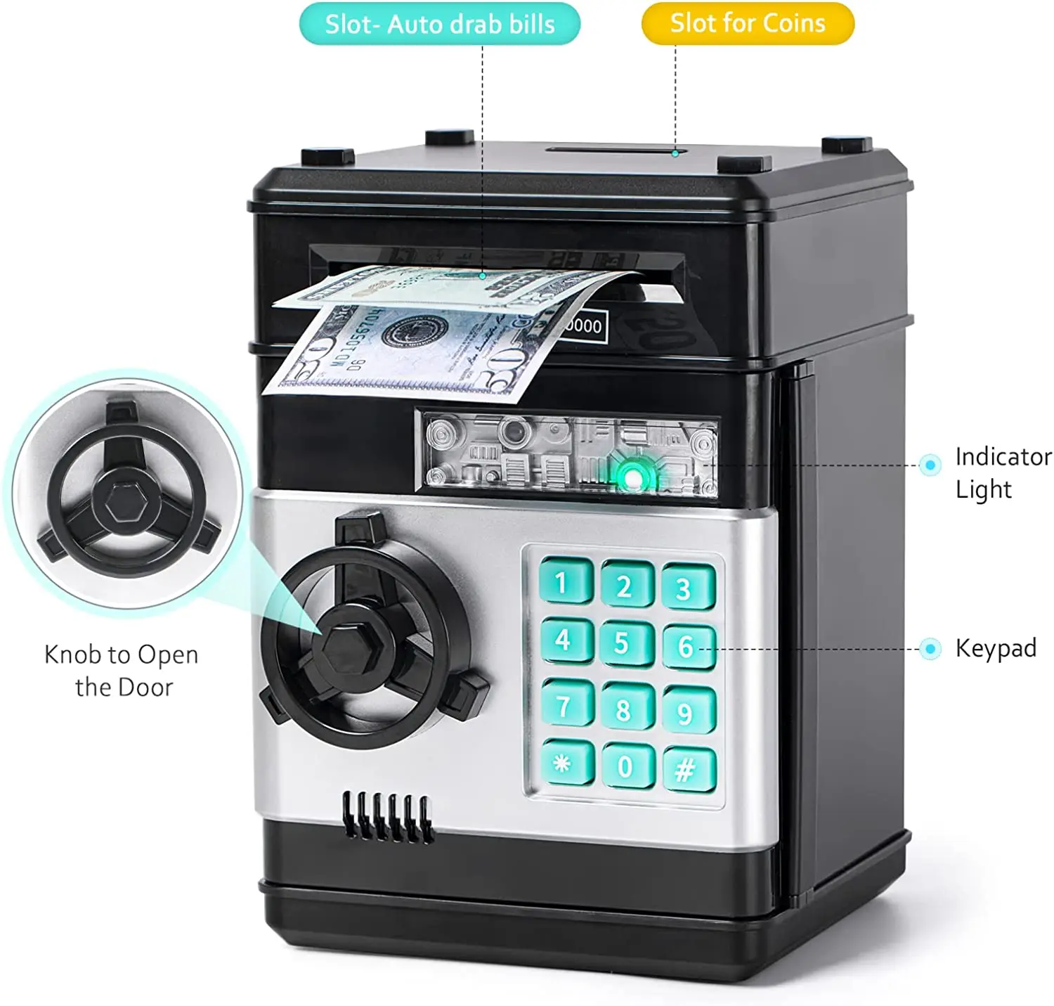 Top Quality Secure Musical Digital Coin Money Box Atm Bank