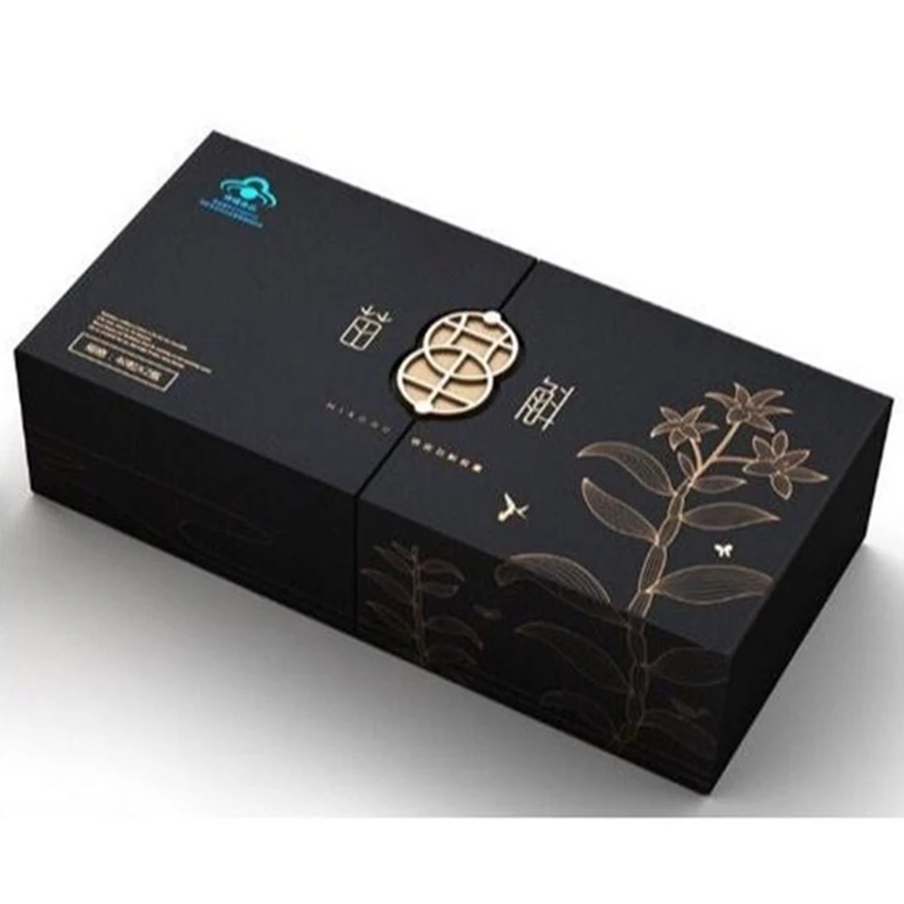 Изготовленная на заказ роскошная черная цилиндрическая Упаковка для чая бумажная коробка с двумя боковыми открывшиеся подарочные коробки