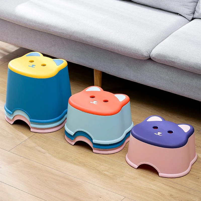 Lovely Cartoon Stool Plastic Colorful Children Round Stool