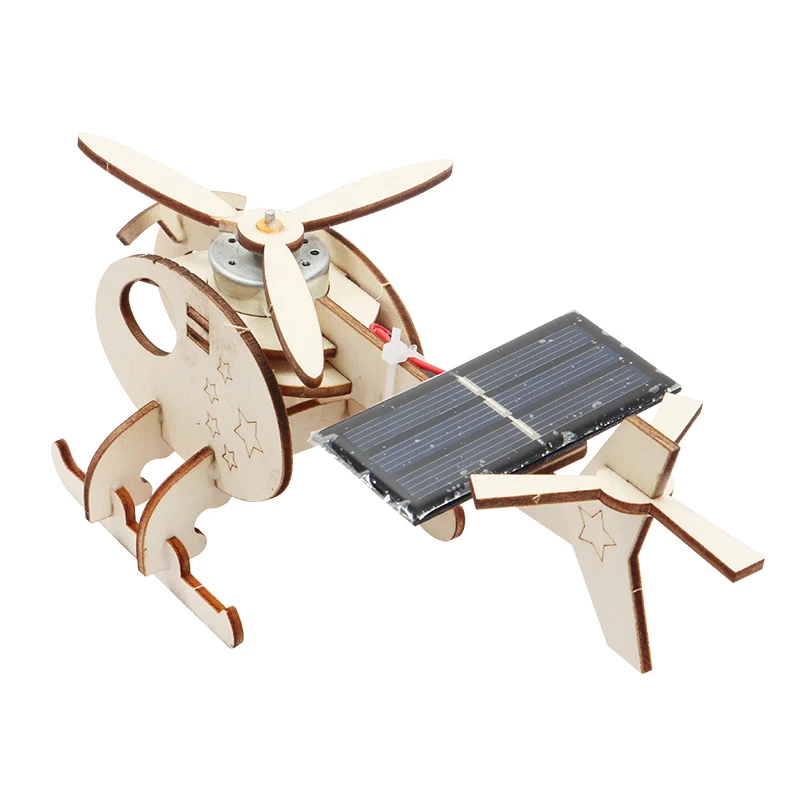 hot sale diy toys mini solar system powered panel cell toys wooden educational solar airplane toy