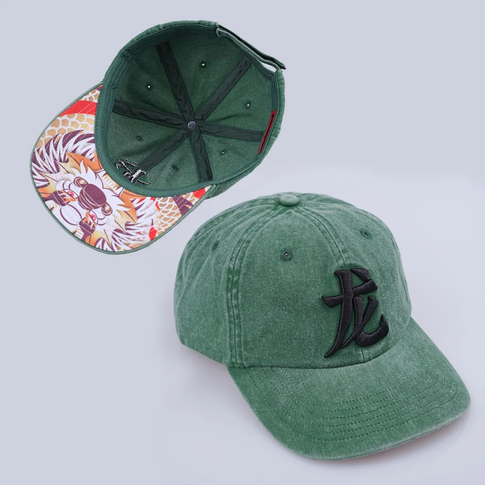 Custom logo 6 panel solid color curved brim baseball hat embroidery logo washed baseball cap