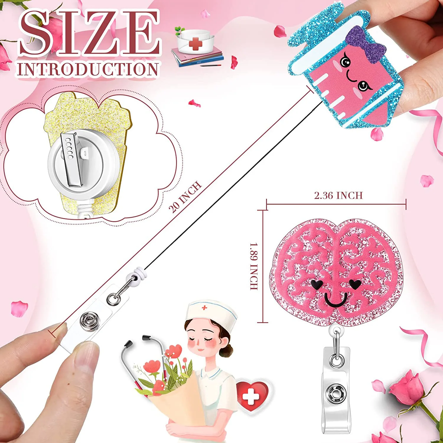 Fashion Nurse Retractable Badge Reel Wholesale Doctor Teacher Custom Acrylic Badge Reel Holder For ID Card