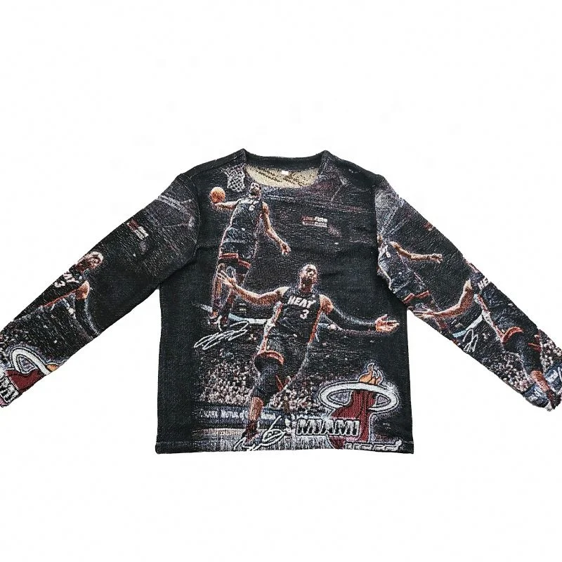 Cheap Price Jacquard Tapestry Blanket Sweaters and  long-sleeved top with a basketball theme.