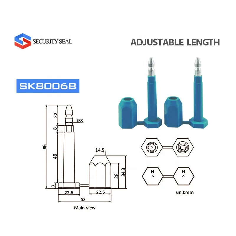 SK8006B High security Available to ship bolt seal with printed Serial number for cargo containers