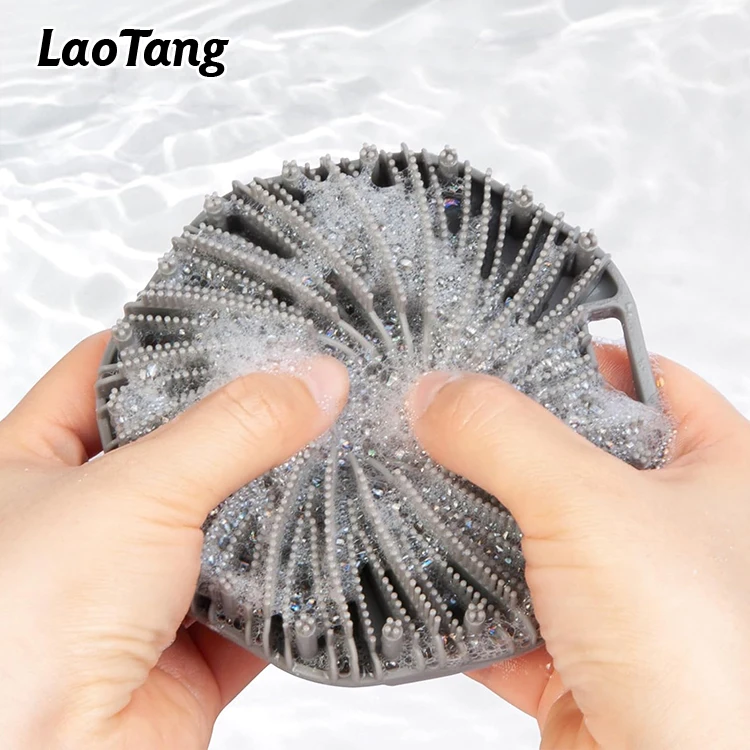 Oem&odm Silicone Bath Scrubber Exfoliating Back Face Hair Scalp Brush Black&grey Body for Shower