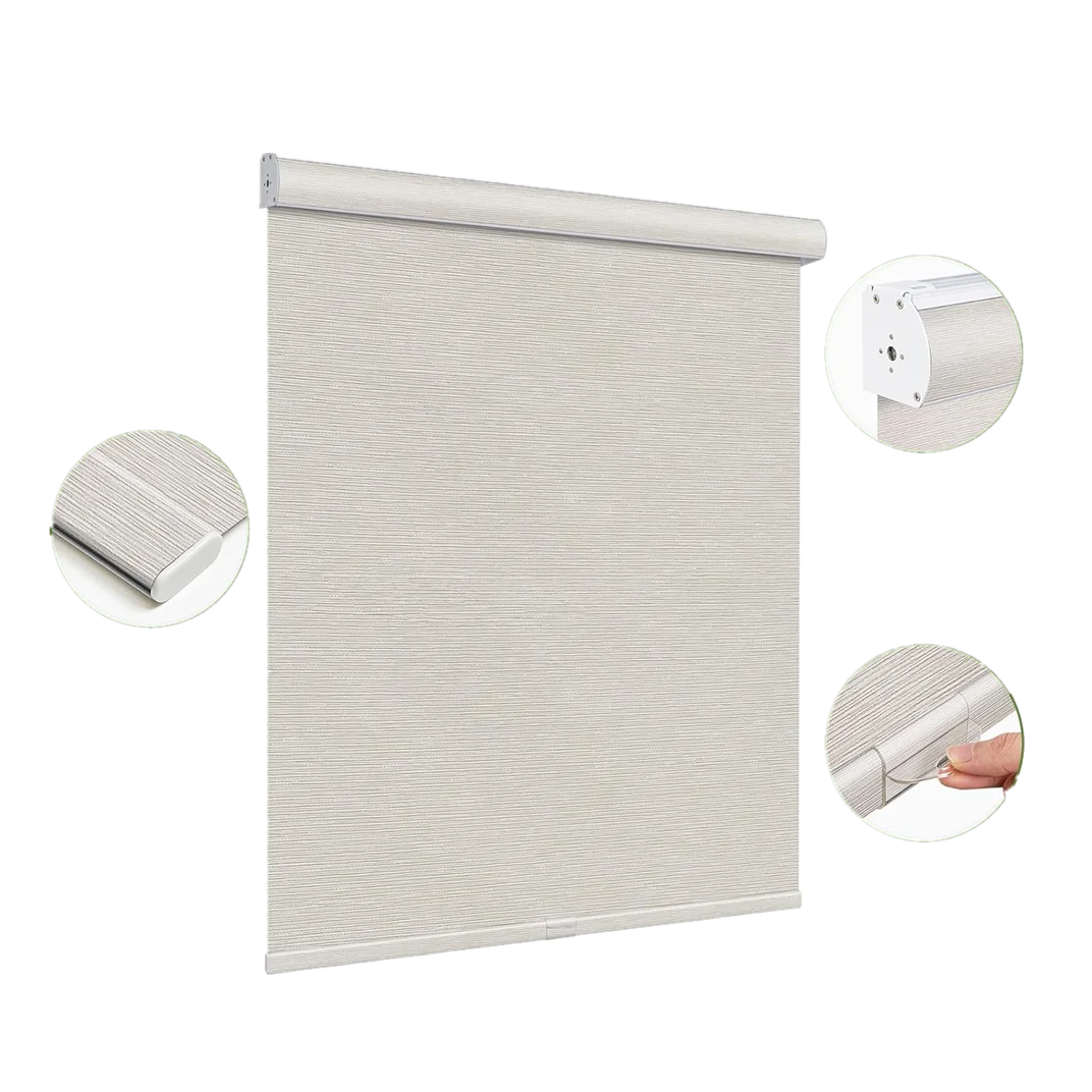 Free-Stop Cordless Roller Blinds  Roller Shades for Windows  Natural Woven Fabric Thermal Insulation Roller Window Blinds