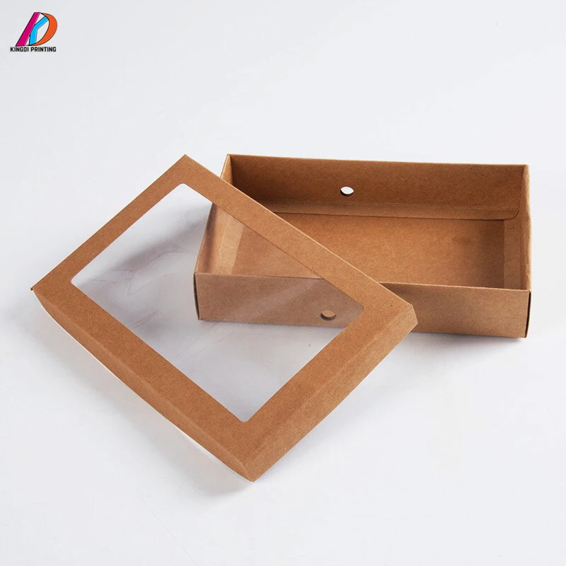 Customized brown natural kraft material paper packaging food box with transparent window