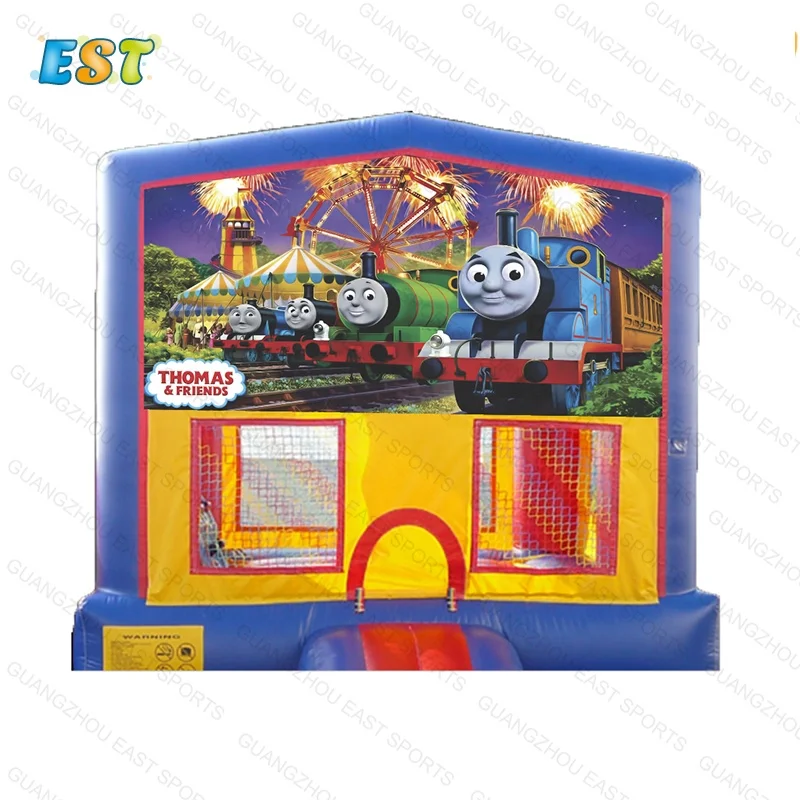 Customized Kids Theme Attractive Toy Combo Inflatable Thomas The Train Jungle Jump With Slide For Sale