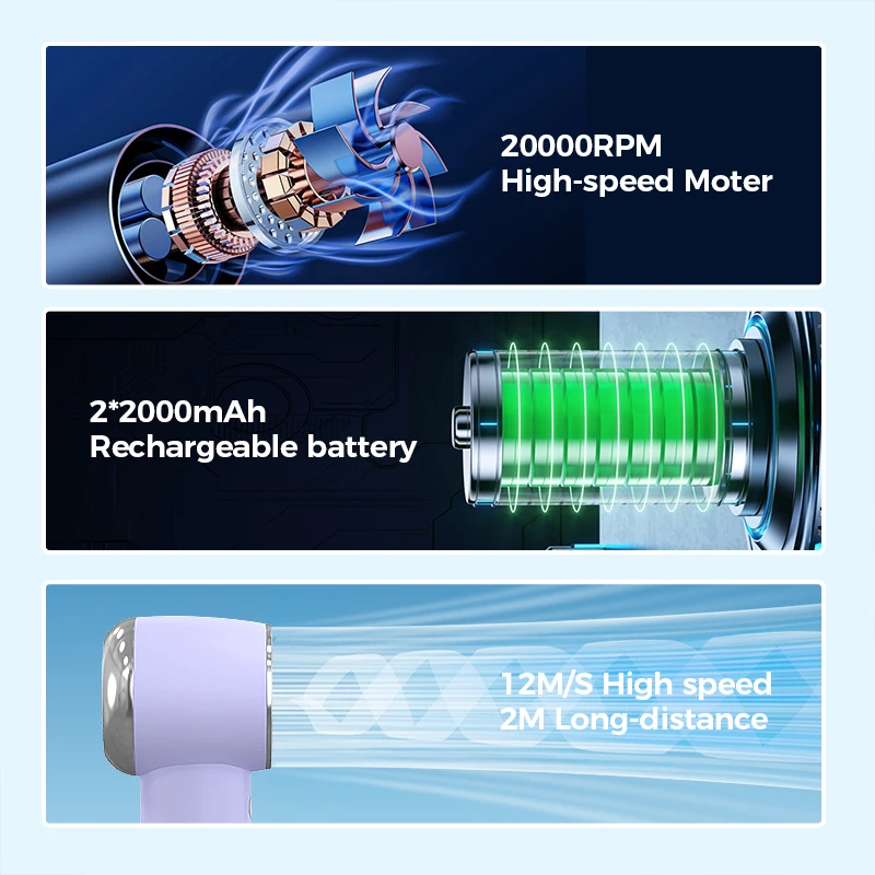 2024 Summer Novelty Gift Mini Small usb portable Fan high speed Hair dryer for Girls for Travel Outdoor Fan Candy Color Purple