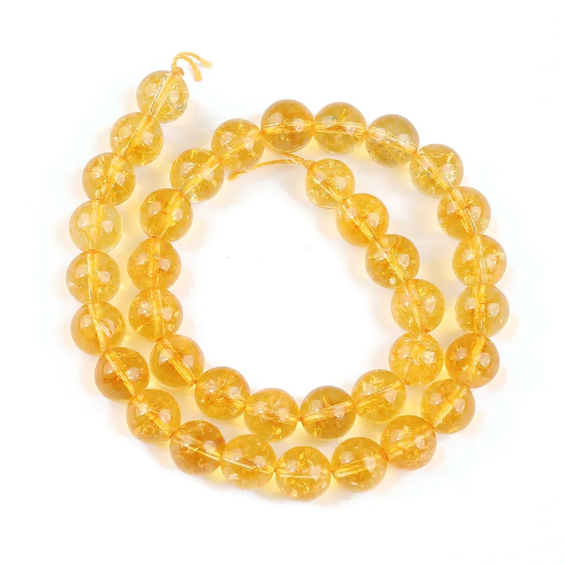 High Quality Round Citrine Beads Lemon Rock Crystal Gemstone Loose beads Citrine Stone for Jewelry Bracelet Necklace Making