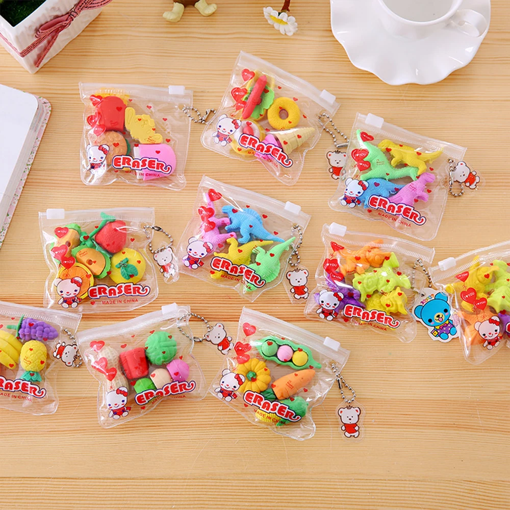 Factory High Quality Custom Logo 3d Eraser TPR Fancy Food Shaped Rubber Eraser For Children