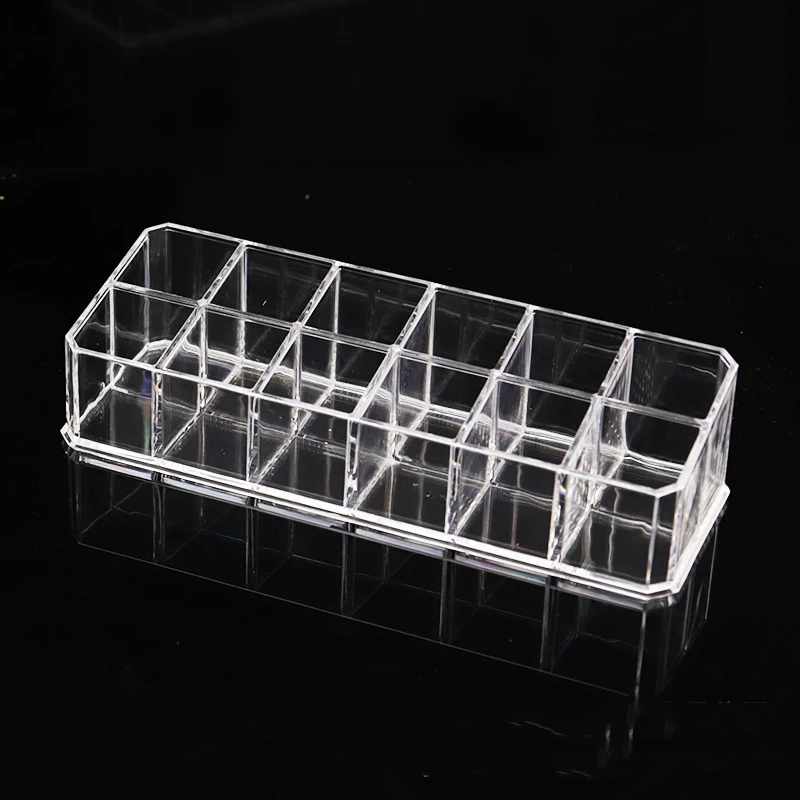 TS Hot Sale 12 Grid Desktop Makeup Organizer Transparent Acrylic Lip Gloss Holder Desktop Lipstick Storage Box