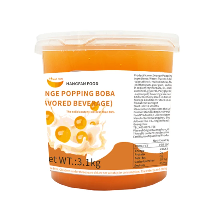 
Hangfan Best Selling Juice Ball Orange Popping Boba Bubble Tea Ingredients 