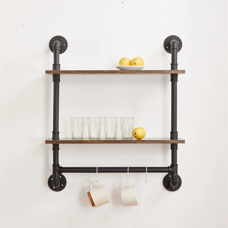 Shelf bracket adjustable iron wood table wall mounted bathroom floating industrial heavy duty metal black kitchen pipe shelf