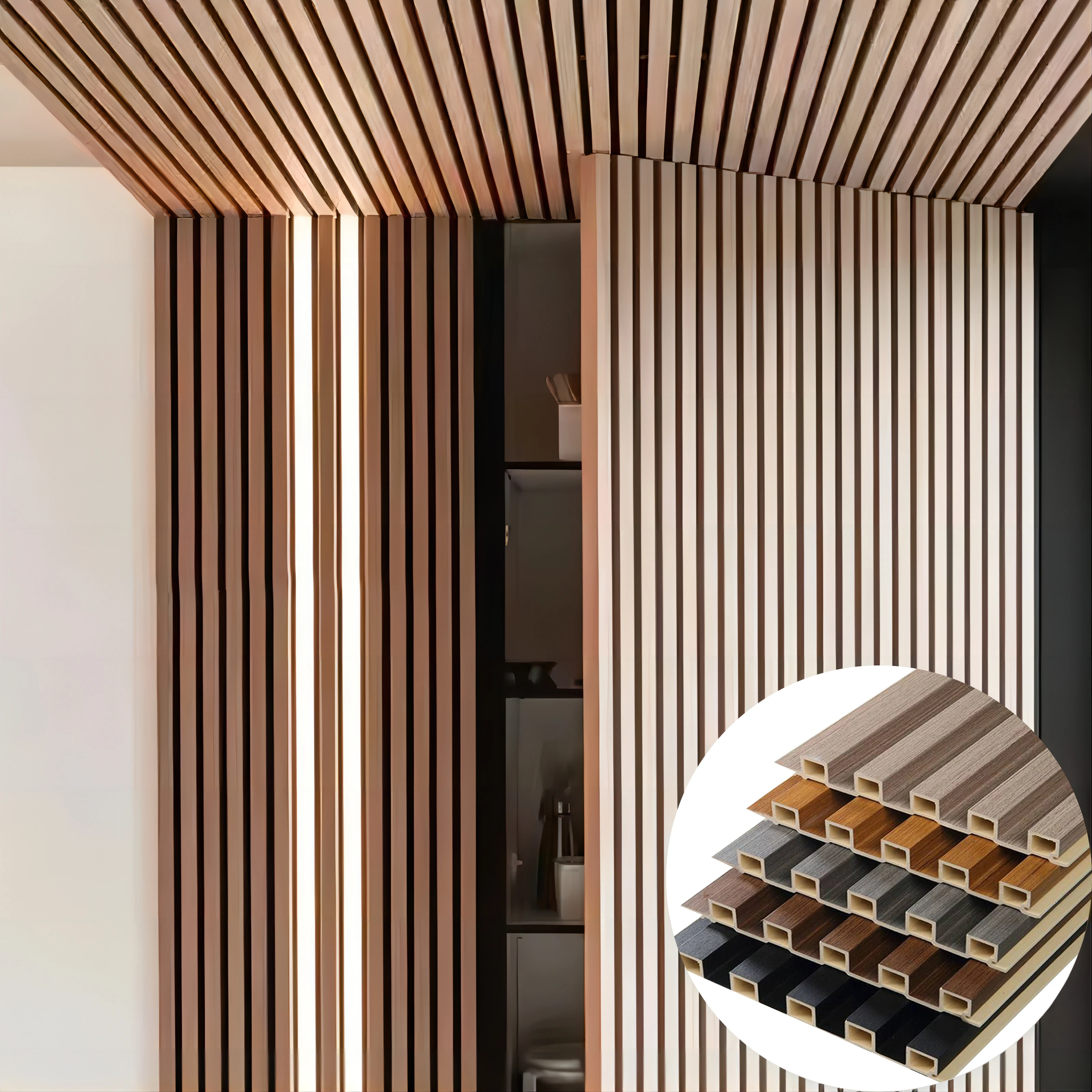 Оптовая продажа, Внутренняя 3D рифленая Настенная/потолочная панель, облицовка, декоративная настенная панель из ПВХ, WPC