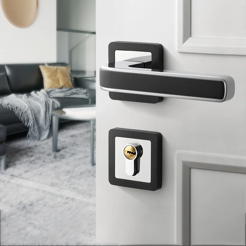Door handles luxury modern bedroom interior mute split lock lever simple wooden door lock handle gold for room