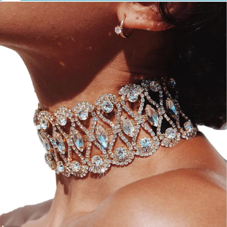 Dropshipping Bohemian  Ethnic Antique Choker Gold or Color Finish Rhinestone Statement Choker Necklace Fashion Women Jewelry