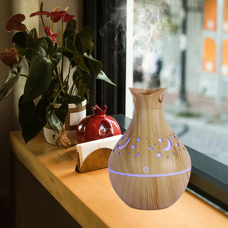 b2b marketplace Small vase design USB umidificador de ar led 200ml ultrasonic air humidifiers Wood grain humidificador