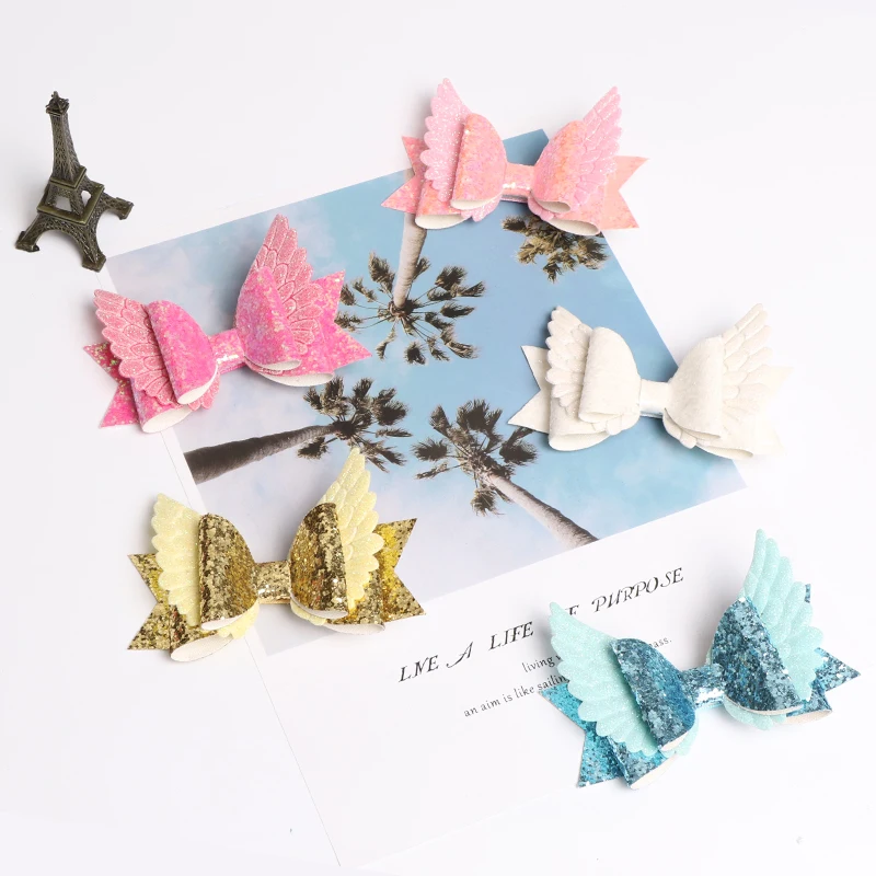 DIY women hair accessories colorful korean girls alligator  ribbon hair clip bow