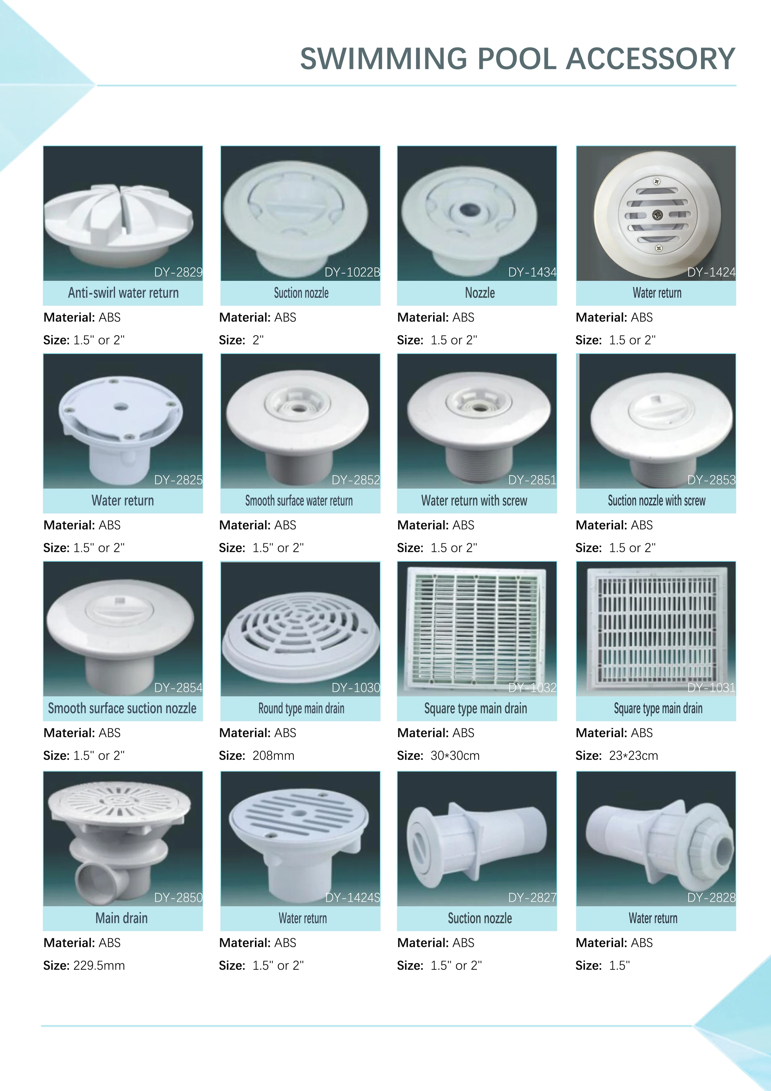 Frequently used pool fitting water return for swimming pool