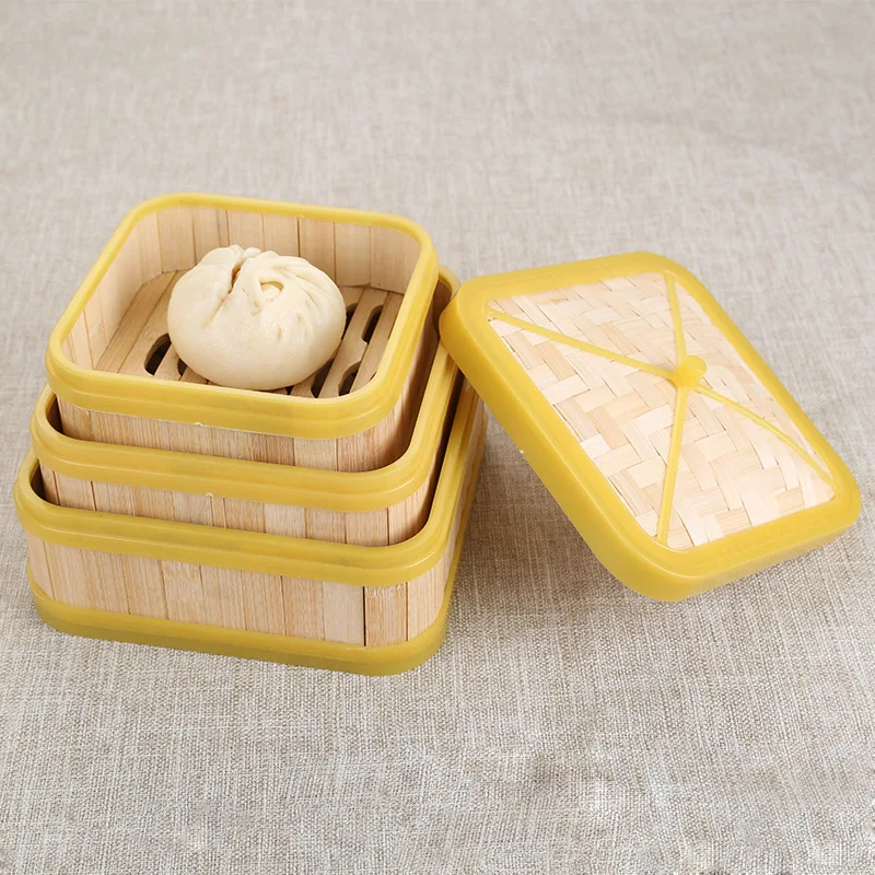 Wholesale Classic Handmade Healthy Cookware Set Dim Sum Square Bamboo Steamer with Logo