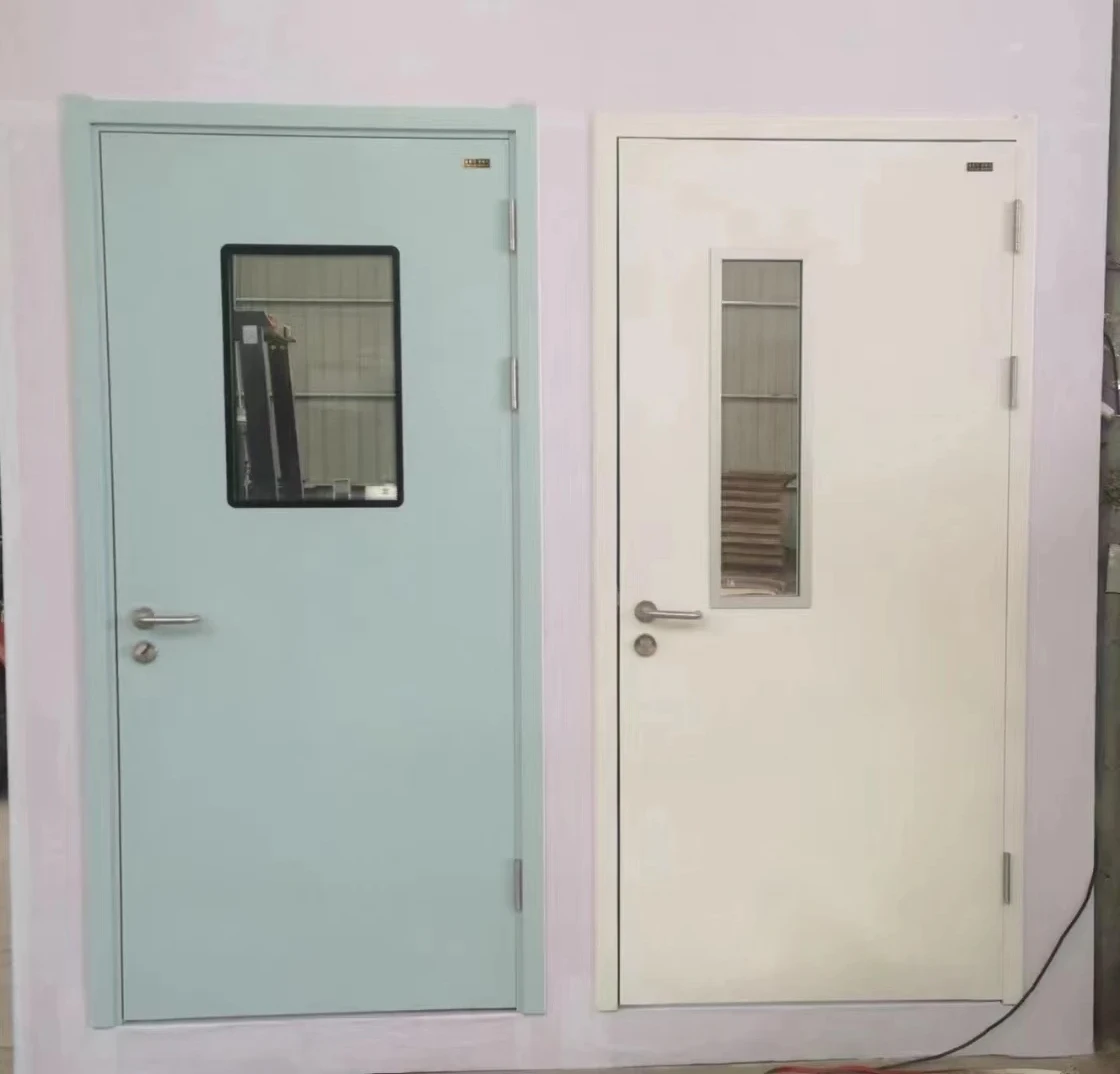 Modern Style Double Laboratory Hospital Room Fireproof Safety Emergency Exit Swing Steel Prevention Fire Rated Metal Door