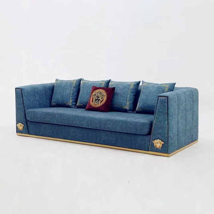 new model antique leisure 3 seat solid wood Italy design luxury sofa set