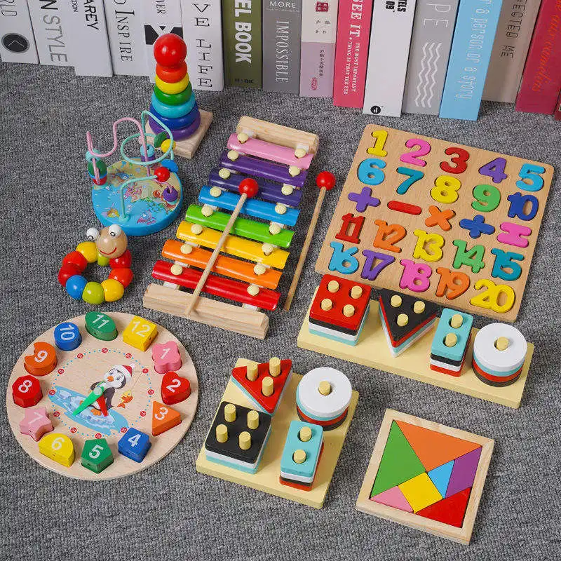 puzzle game for kids Wooden tangram toy 3D jigsaw puzzle Creative jigsaw geometric pieces for children 3-8 years old