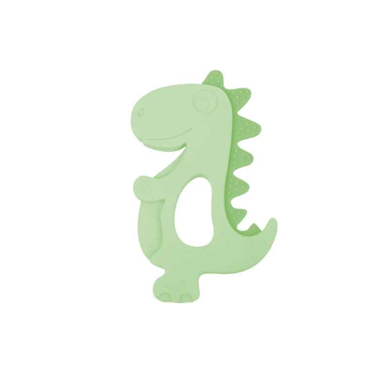 Customization BPA- free Silicone Dinosaur Baby Teething Rings Soft Toy Baby Hand Soothing Teether Sensory Toy  Chew Teether
