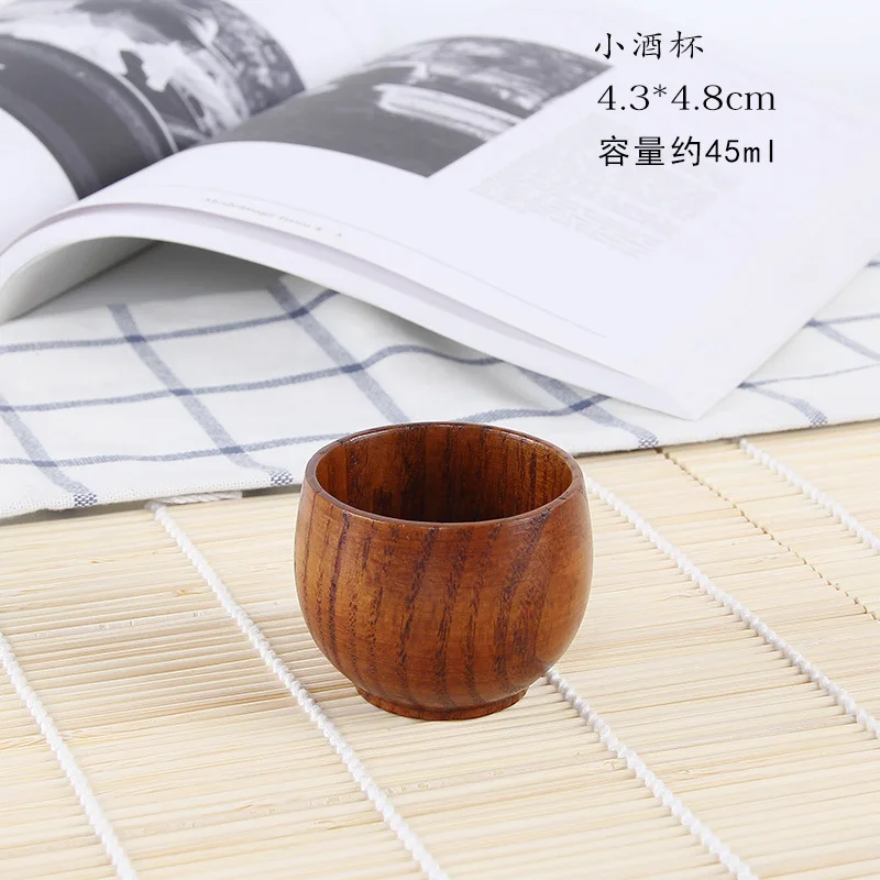 Handmade Natural Coffee Beer Mug Cute Natural Solid Personalized Small Chinese Tea Wooden Cup