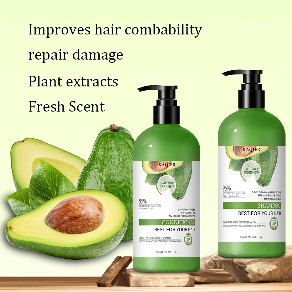 Collagen Avocado Oil Hair Care Treatment Set Moisturizing Anti-Dandruff Shampoo Conditioner Adults Vegan Ginger Daily Use Cream
