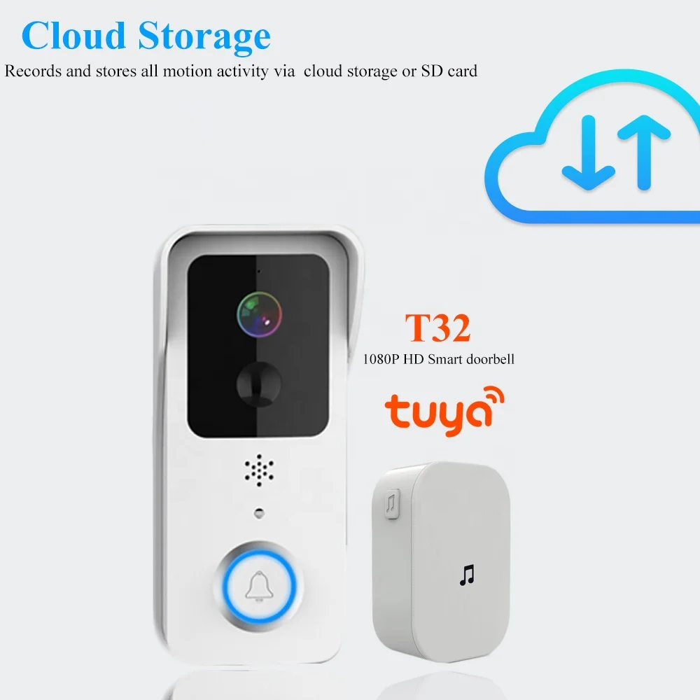 Tuya Home security Intercom WIFI Video Smart HD 1080P Ring doorbell wireless camera SD Card waterproof Door bell Camera