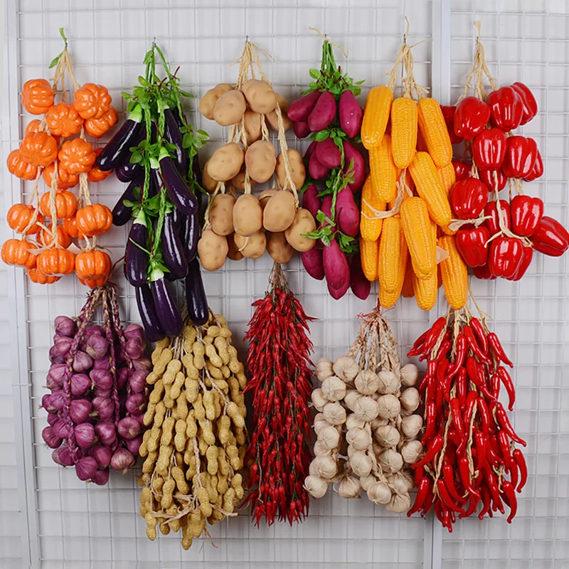 V451 Simulation vegetable chili fake potato corn garlic peanut hanging string farmhouse restaurant courtyard model decoration