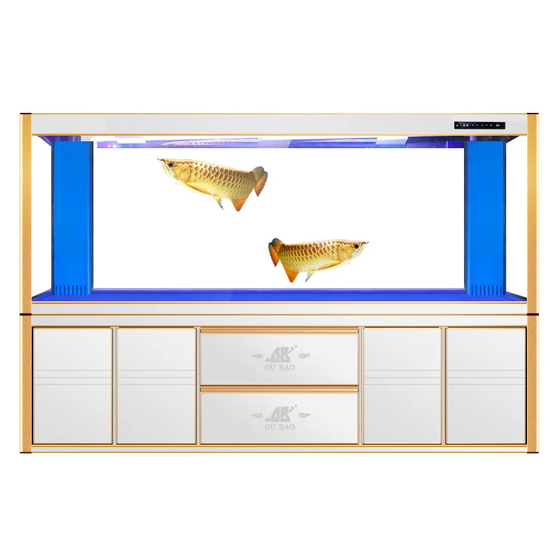 2m large fish tank glass aquarium living room dragon fish tank 1.5m aluminum alloy bottom cabinet bottom filter free water chang