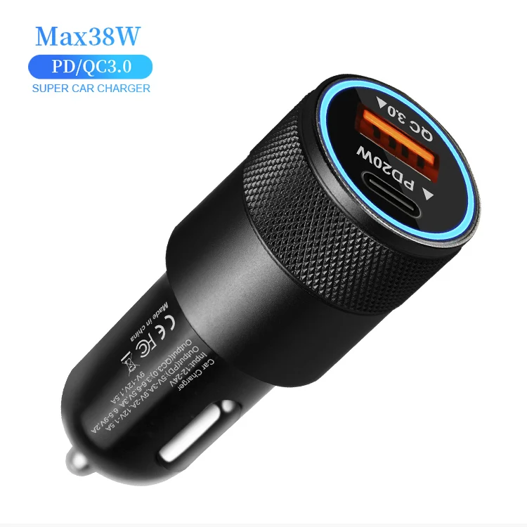 20w Pd Smart Car Quick Charger Qc3.0 Usb Type C 2 port Pd Car Charger
