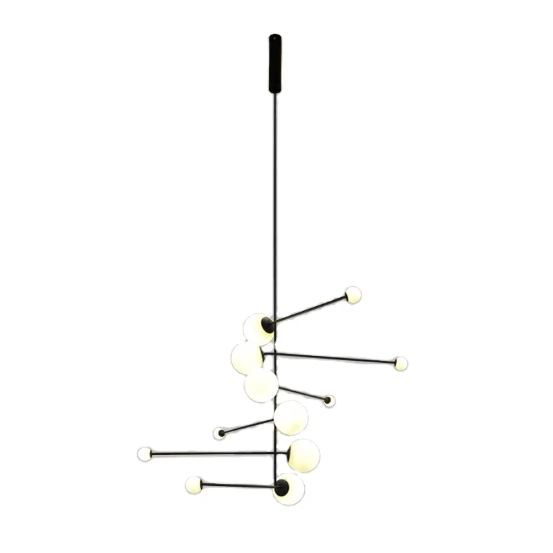 Postmodern minimalist glass rotating spiral DNA molecular led chandelier living room restaurant bar exhibition hall