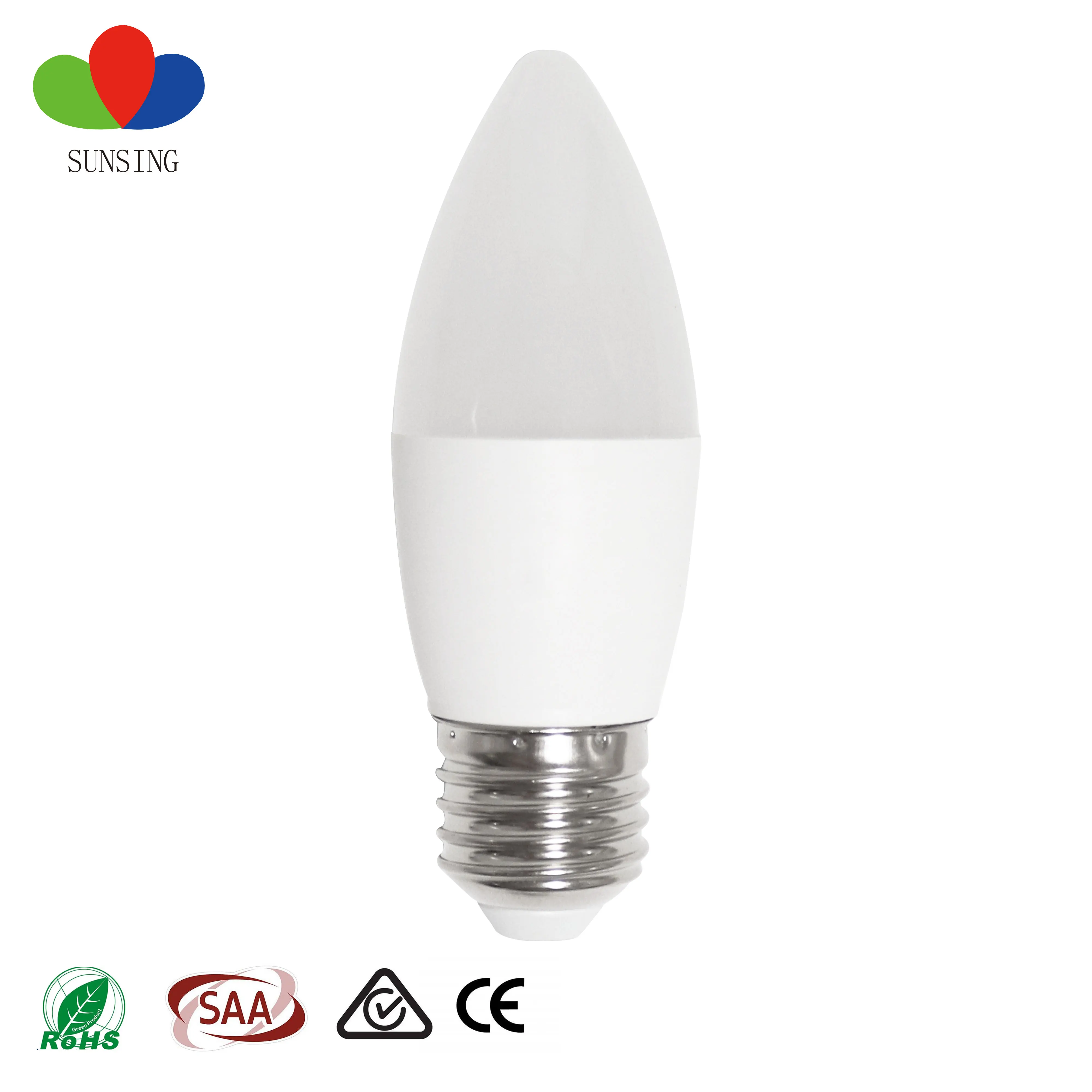 Europe Australia Standard Warranty 5-Year SAA 3CCT Dimmable E14 E27 led candle bulb 5W custom logo led spherical lamp light