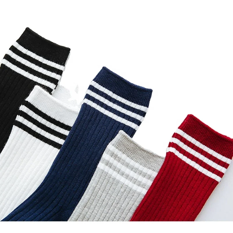 Custom Children Stocking Cotton Stripes Knee High Sport School Socks For Kids