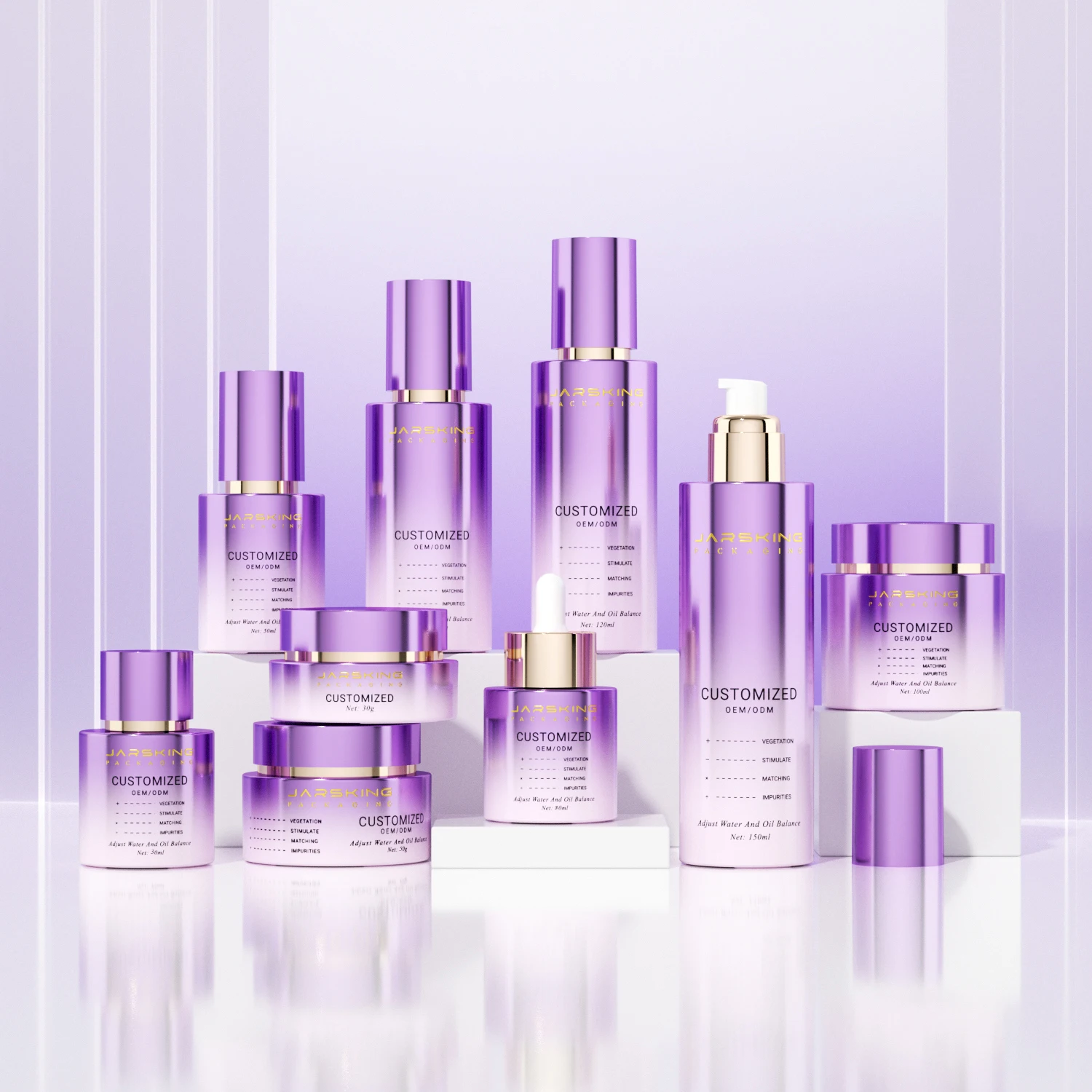 Custom luxury 30ml 50ml 100ml 120ml 150ml cosmetic glass bottle cream jar white frosted glass cosmetic skin care set packaging