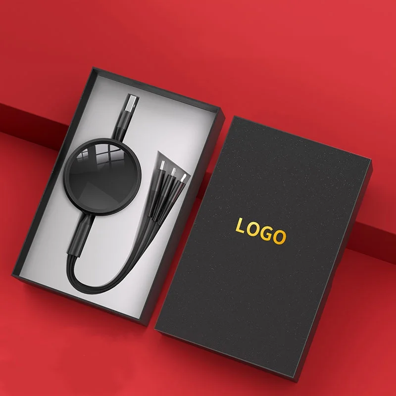 Выдвижной 3 в 1 кабель питания для мобильного телефона USB передачи данных быстрое зарядное устройство даты набор с логотипом Роскошный бизнес подарок