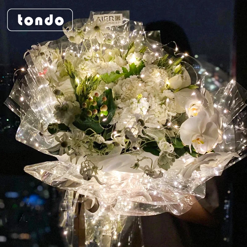 Tondo Star luminous bouquet Light  flower wrapping packaging paper cellophane
