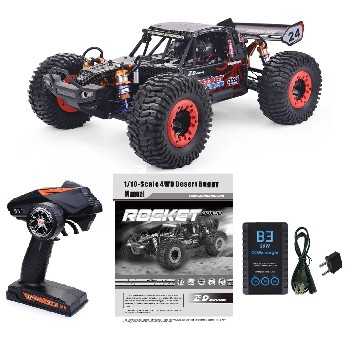 DBX-102 ZD гоночный 1/10 масштаб 4WD пустынный Багги RTR бесщеточный грузовик с хвостовым крылом внедорожная Радиоуправляемая машина детская игрушка