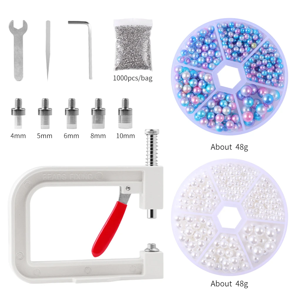 DIY Hand Press Pearl Setting Machine Beads Rivet Fixing Machines For Repair Lace Knit Hat Punching Tools Combination Sales