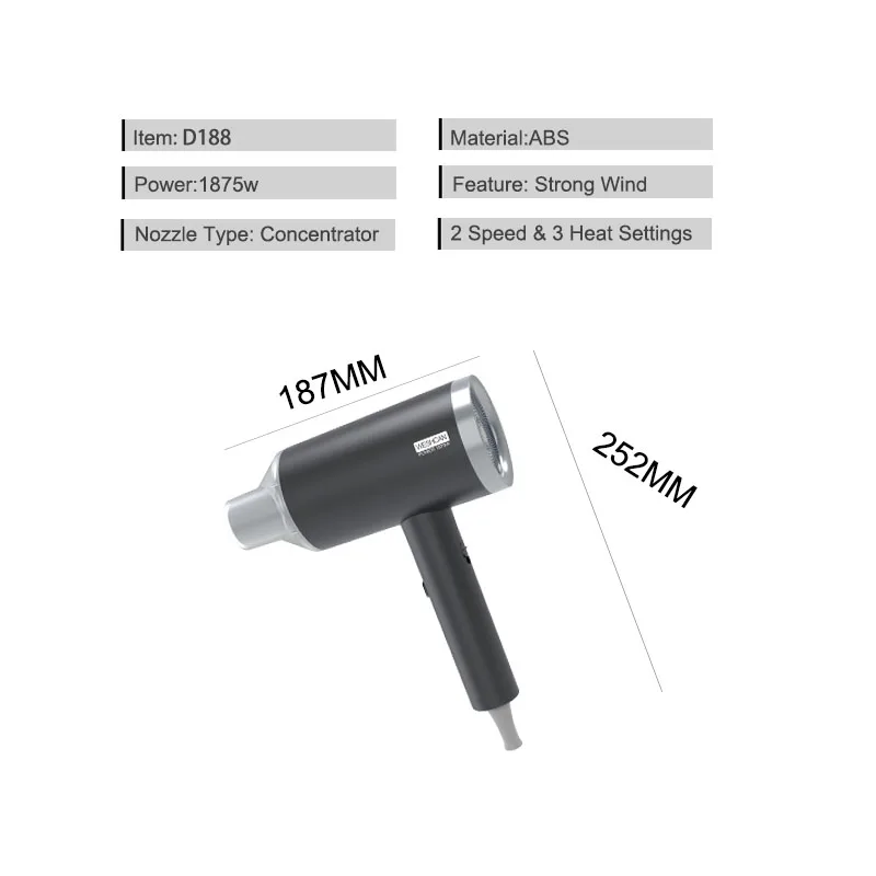 Weshcan New Design Popular Hotel Hair Dryer Fast Velocity Household Hair Dryer for Bathroom