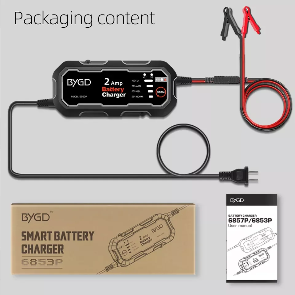 New BYGD The factory Lithium battery charger 12V 2A Universal Automatic lead acid battery charger for motorcycle battery toy car