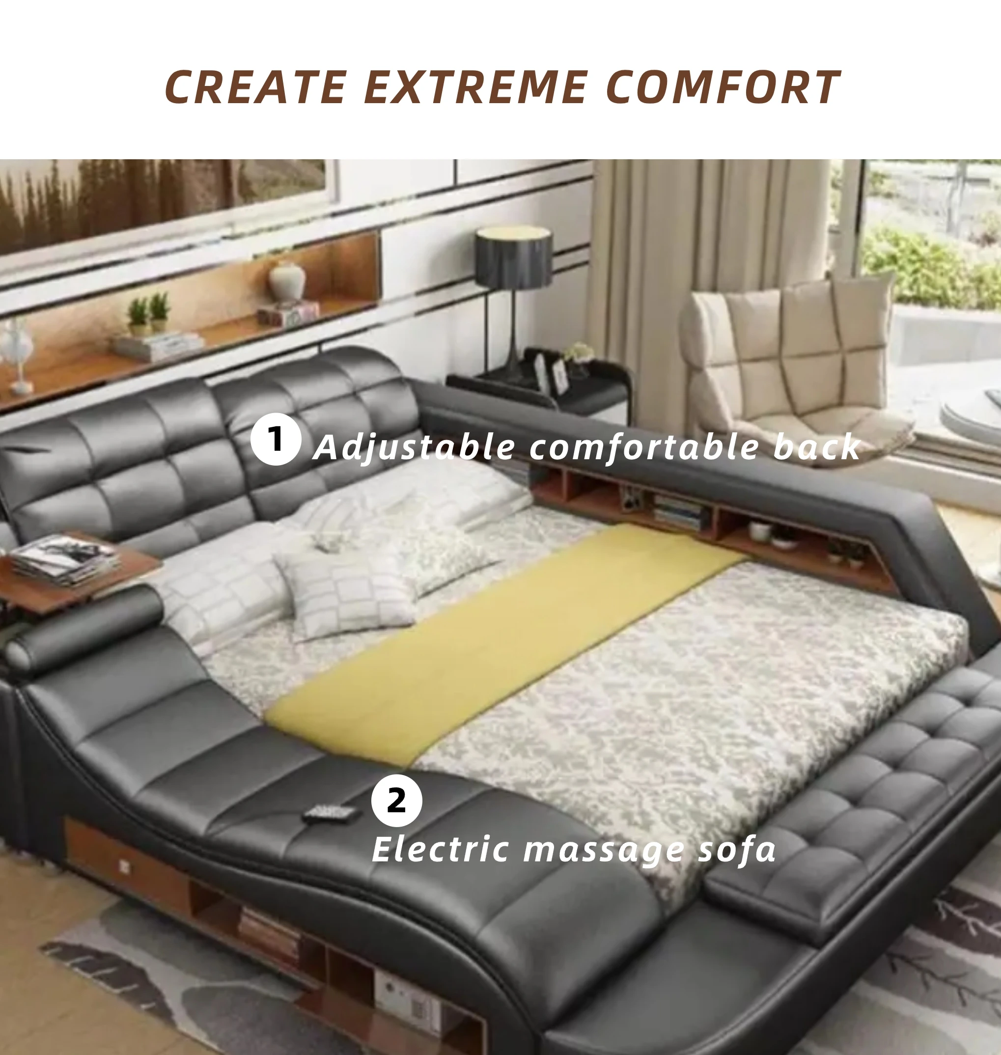 KEHUI Double Loft Bed Slide Sheet Plus Teak Sheathed Suite Massage Boys Roll Sponge Lights Multifunction Double Loft Bed